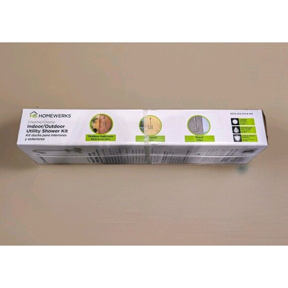 Homewerks Chrome Outdoor Indoor Utility Shower Kit Lead-Free 1.8 GPM Wall Mount - Picture 9 of 12